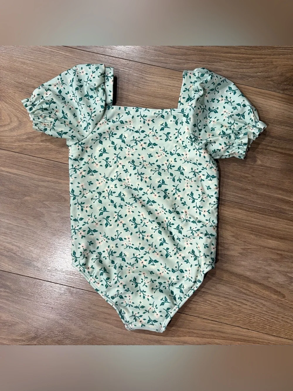 Cat & Jack Mint Floral Leotard with Pink Accents